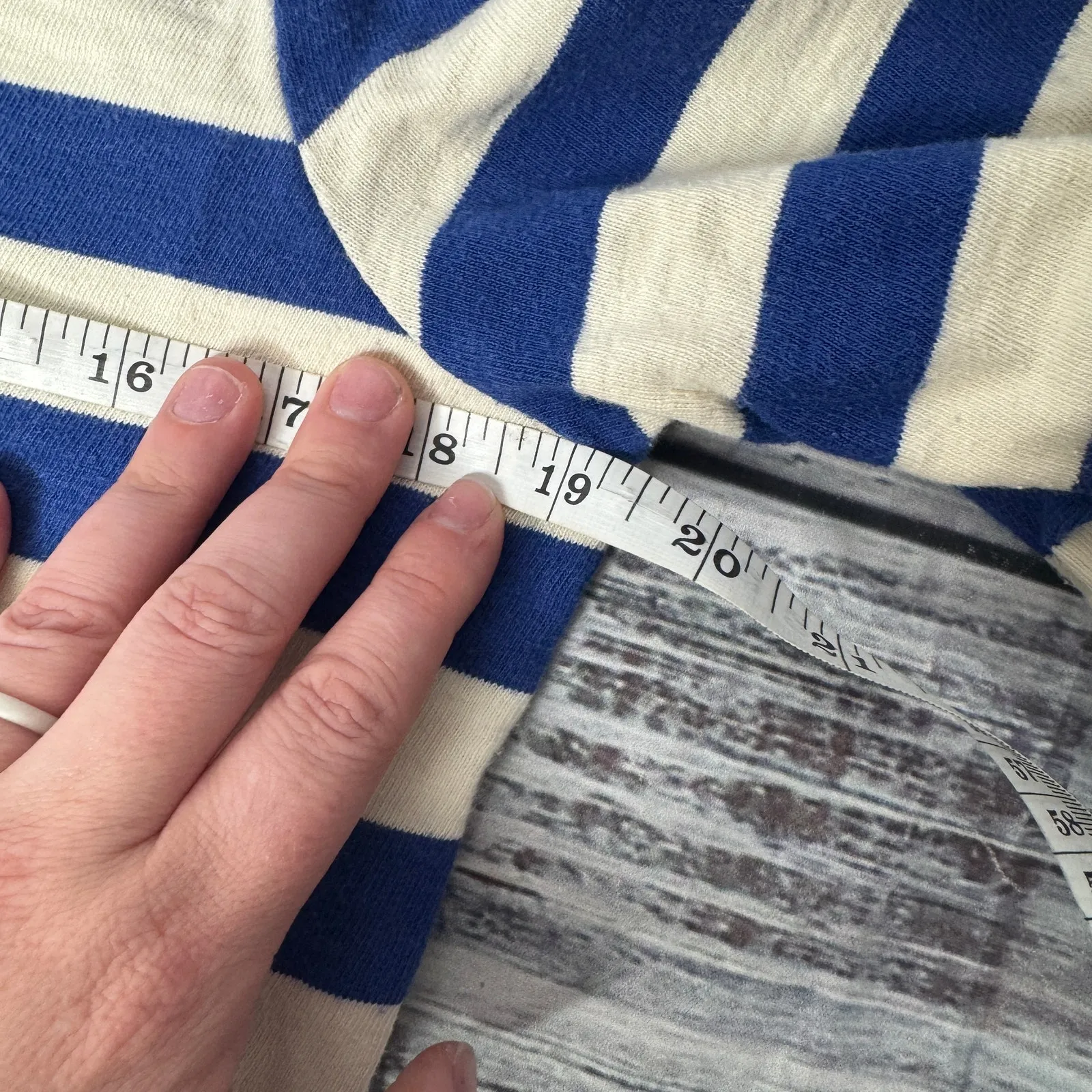 J.Crew Blue White Stripe 3/4 Sleeve Split Neck Tunic Top Size Medium 100% Cotton - Image 6