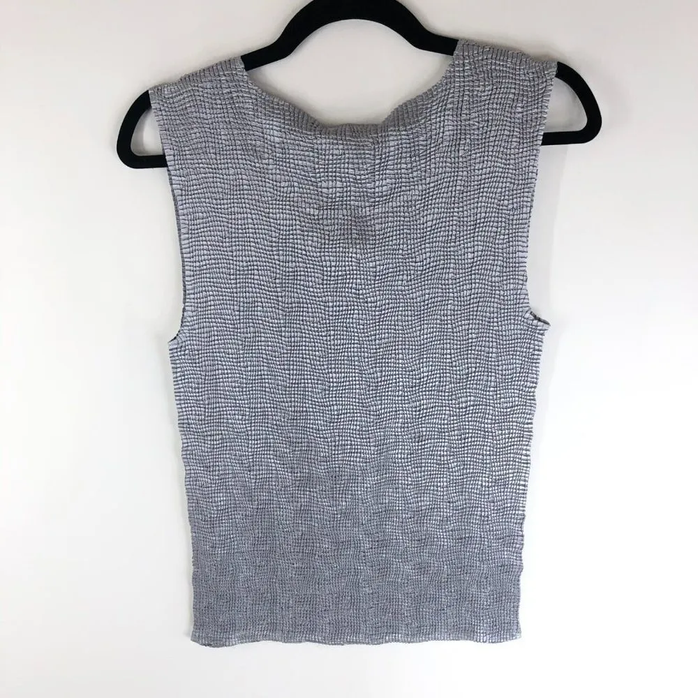 DressBarn Womens Tank Top Popcorn Knit Sleeveless Stretch Scoop Neck Gray L - Image 2