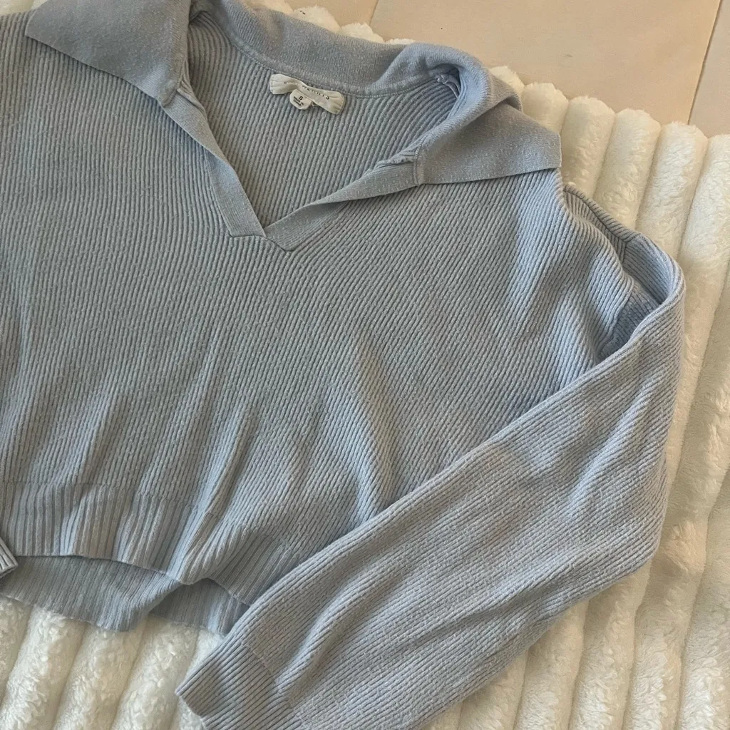 Pacsun La Hearts Light Blue V-Neck Sweater - Image 2