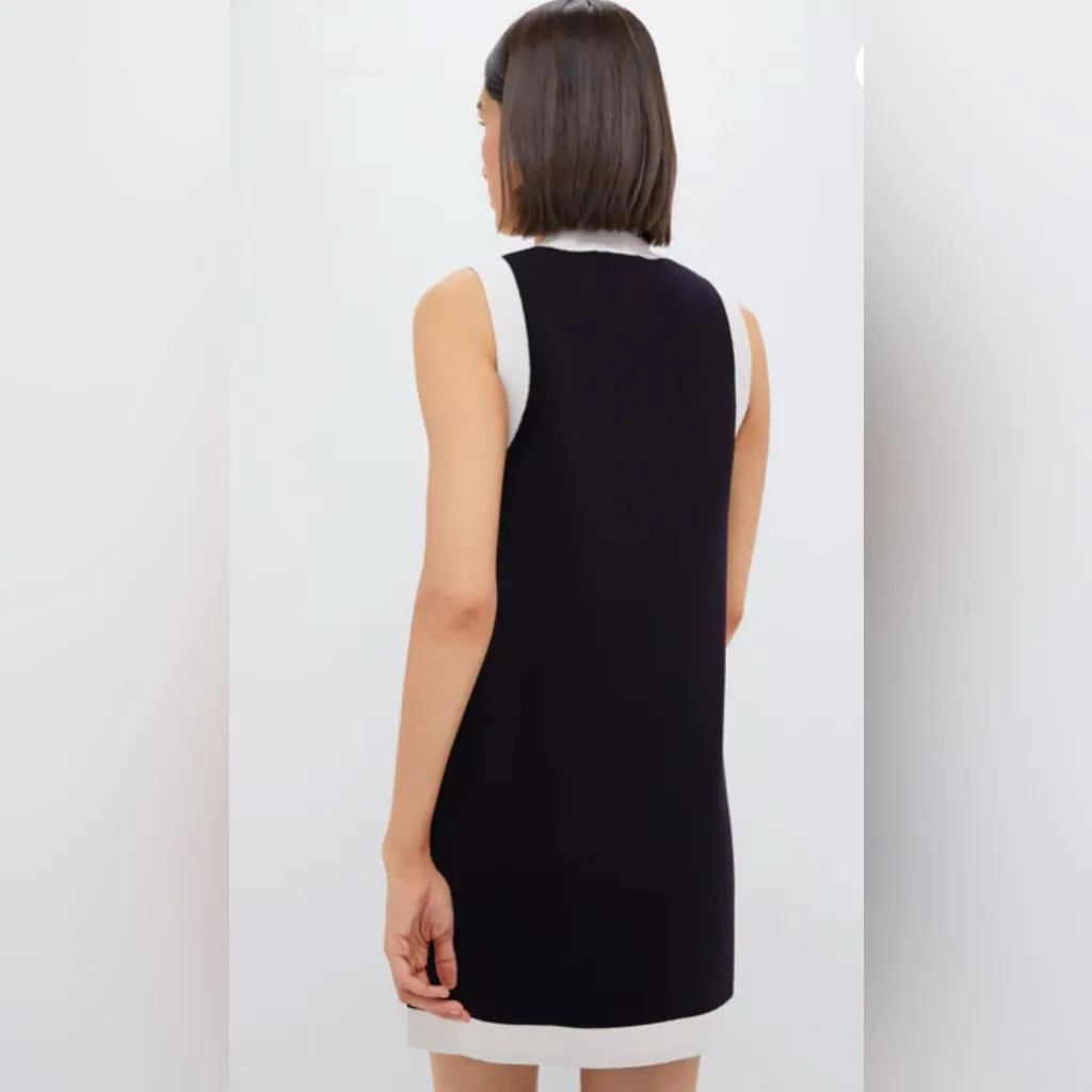 TUCKERNUCK Marie Dress Navy White Trim Sleeveless Knit Shift Mini XS Blue - Image 3