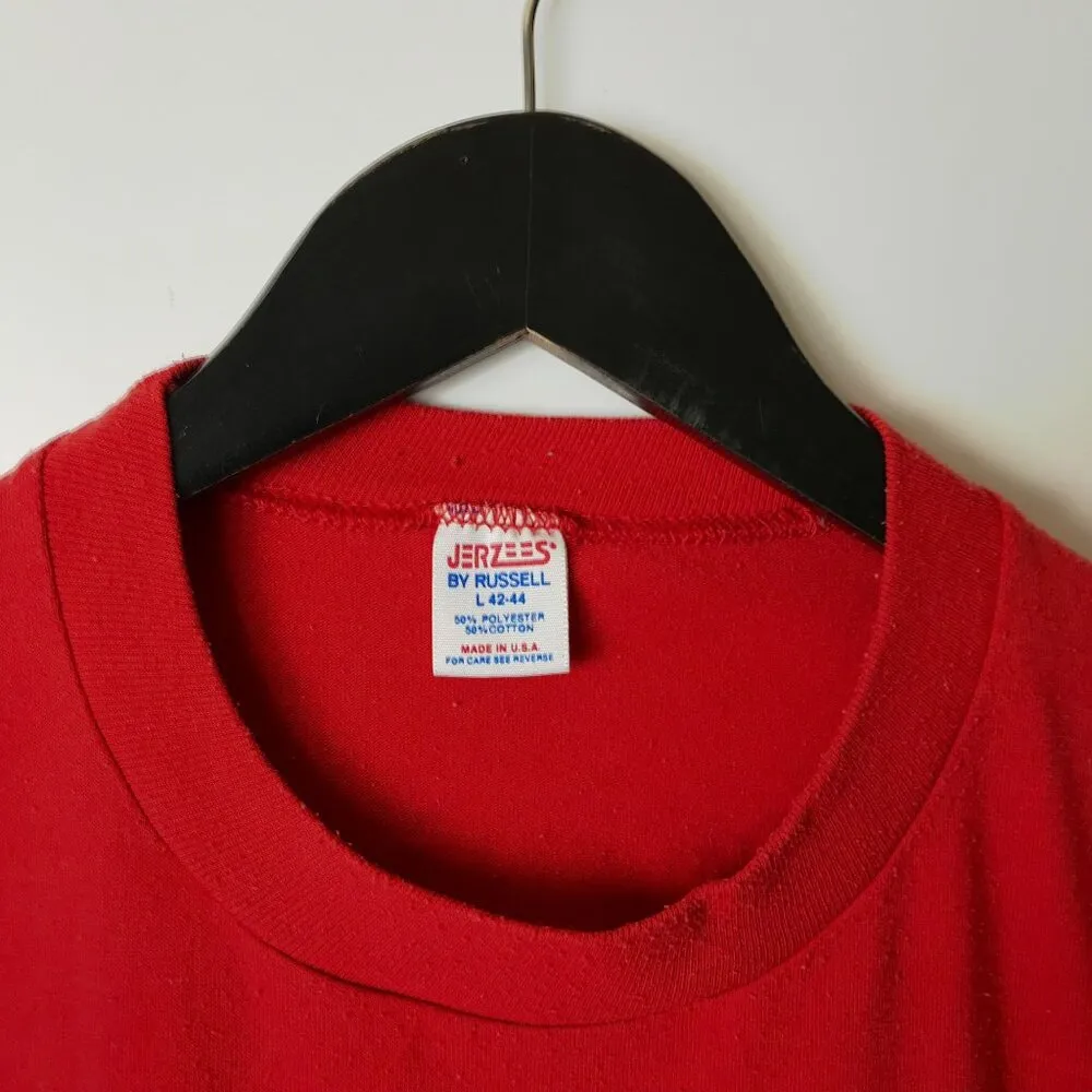 1986 Jerzees Nike Race T Shirt Vintage 80s Red 50/50 USA Made M Unisex Fit Size M - Image 6