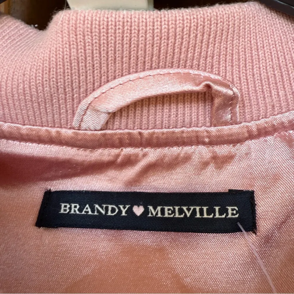 Brandy Melville‎ Varsity Ellie Bomber Jacket, Color - Pink/White - Image 5