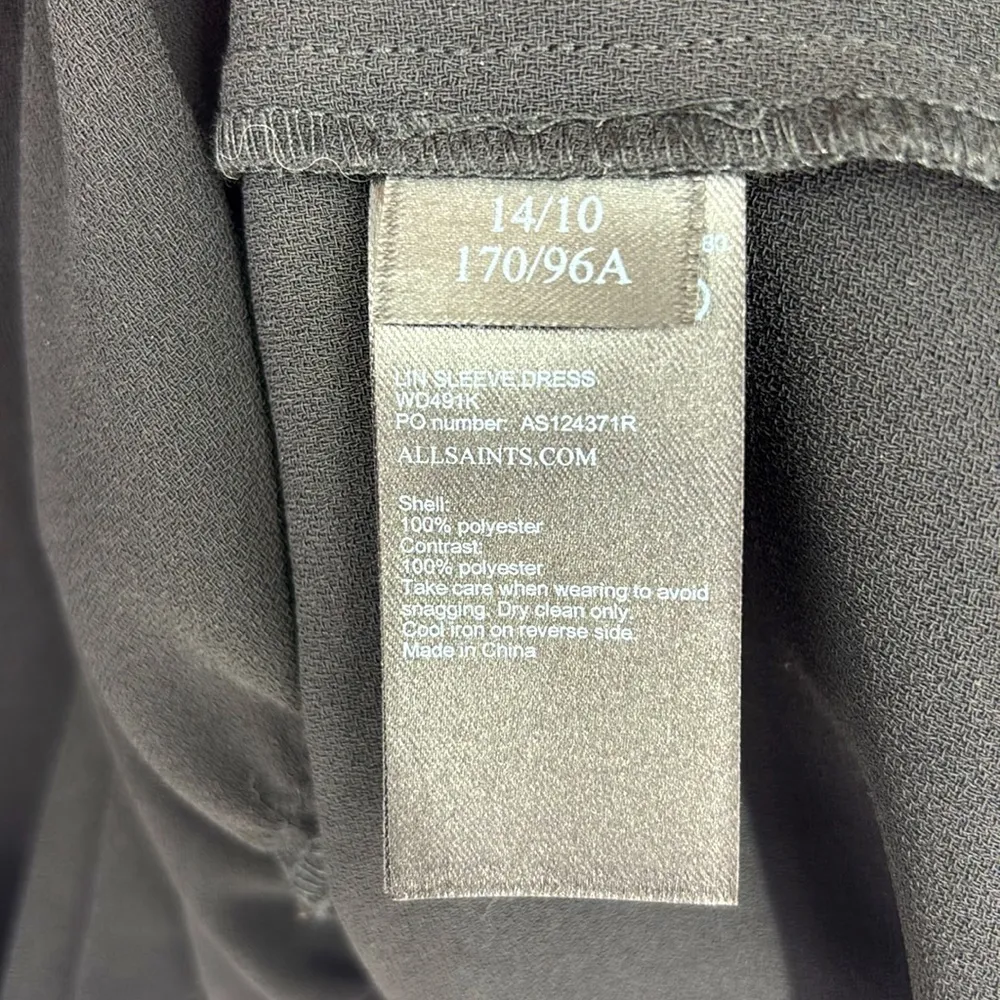 ALL SAINTS Lin Long Sleeve Dress Women’s Size 10 in Black in EUC! - Image 5