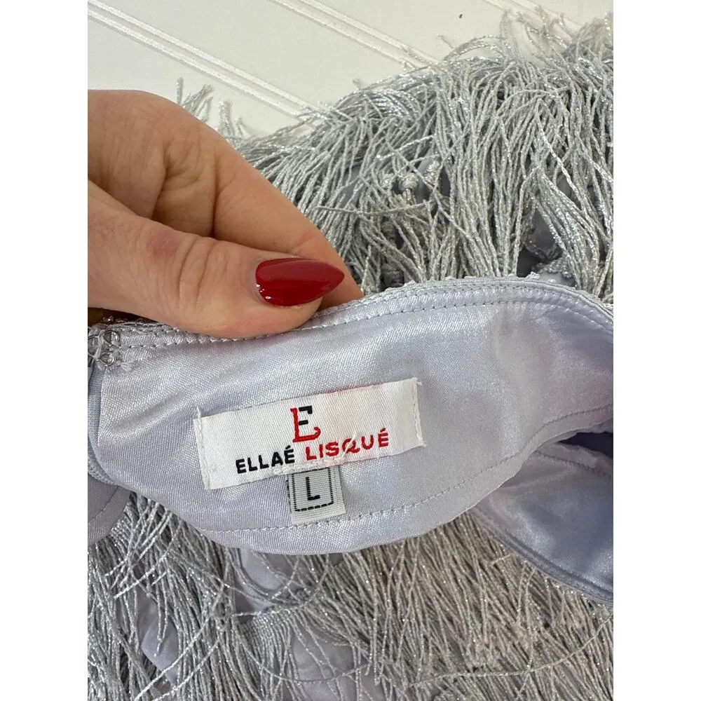 Ellae Lisque Silver Fringe Pants Blueish - Image 4