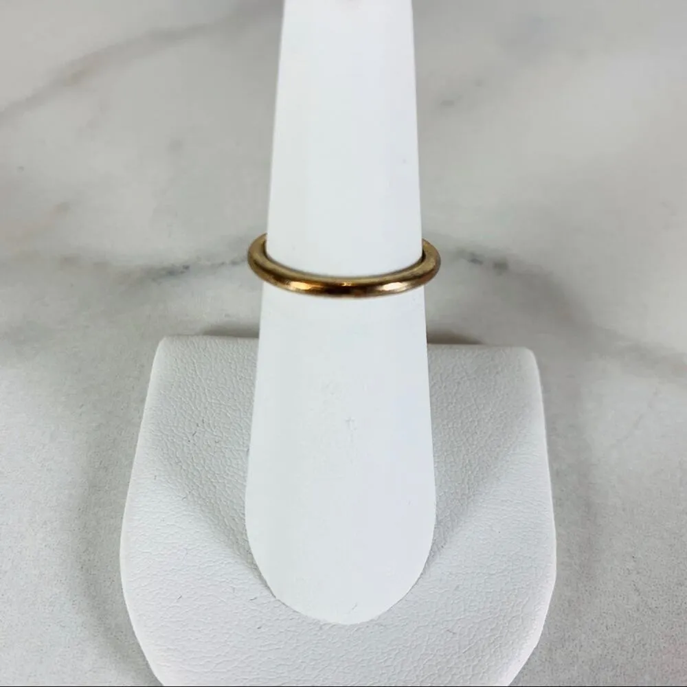 Gold Marbled Black White Triangle Stone Ring Sz 6 - Image 3