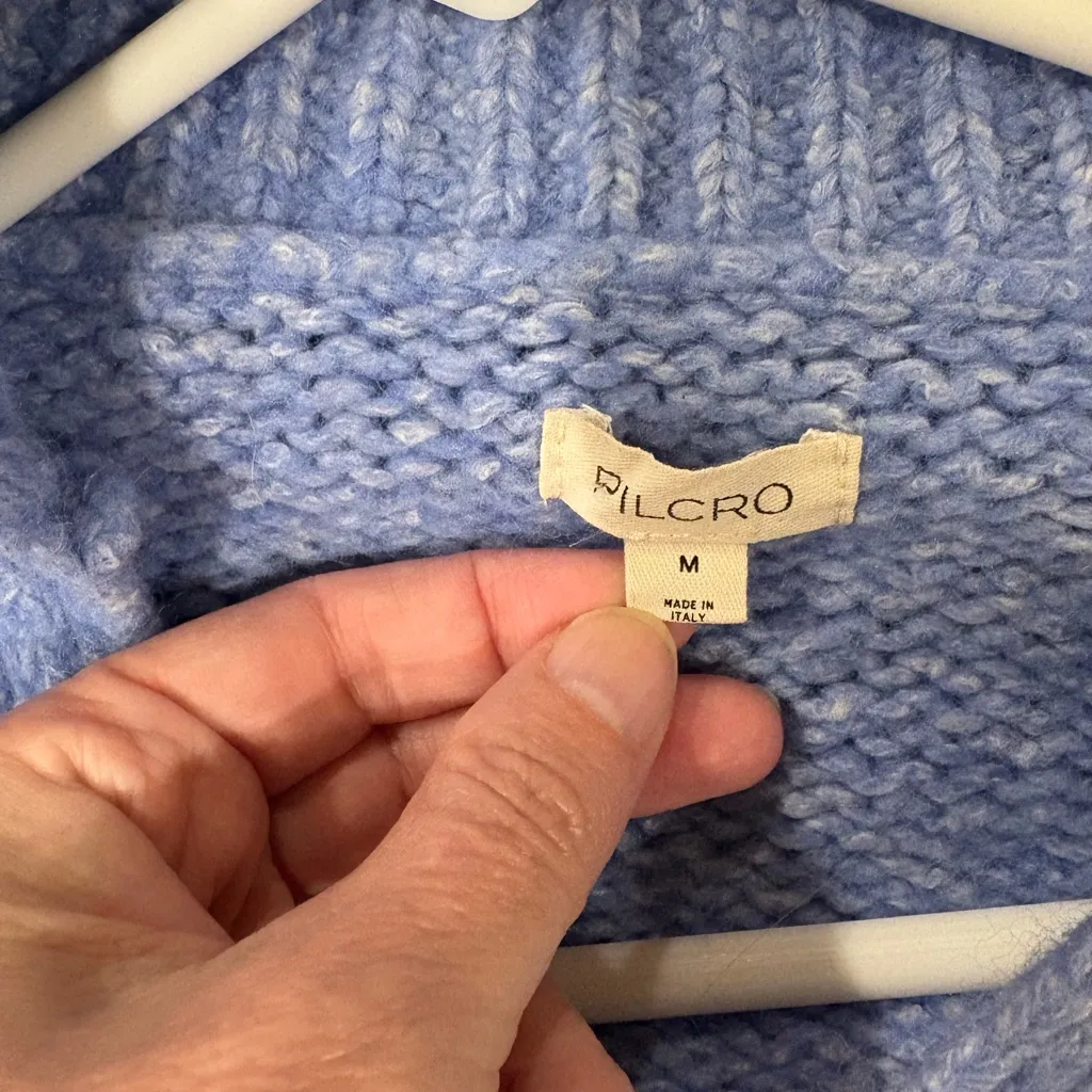 Anthropologie Pilcro collared pouch pocket sweater wool blend boxy M blue - Image 4