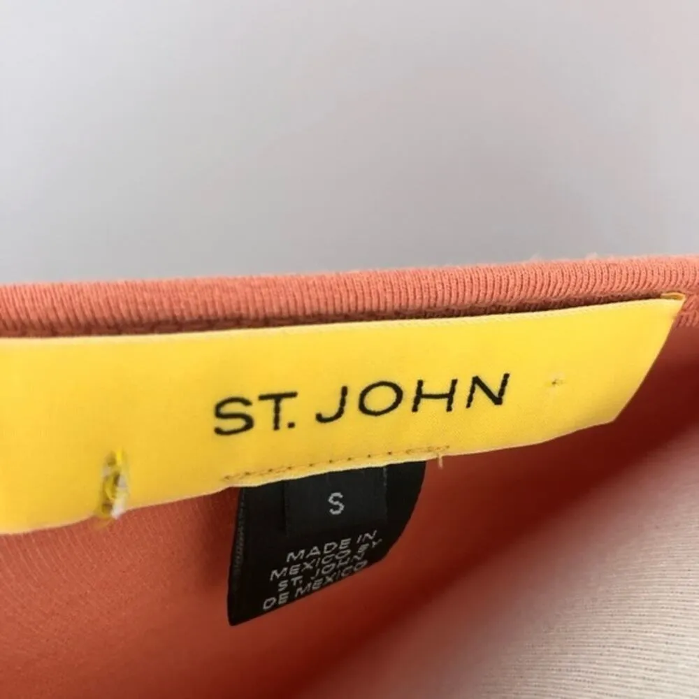 St John Orange Chinched Scoop Neck Slit Tie Sleeve Blouse Shirt Size Small - Image 8