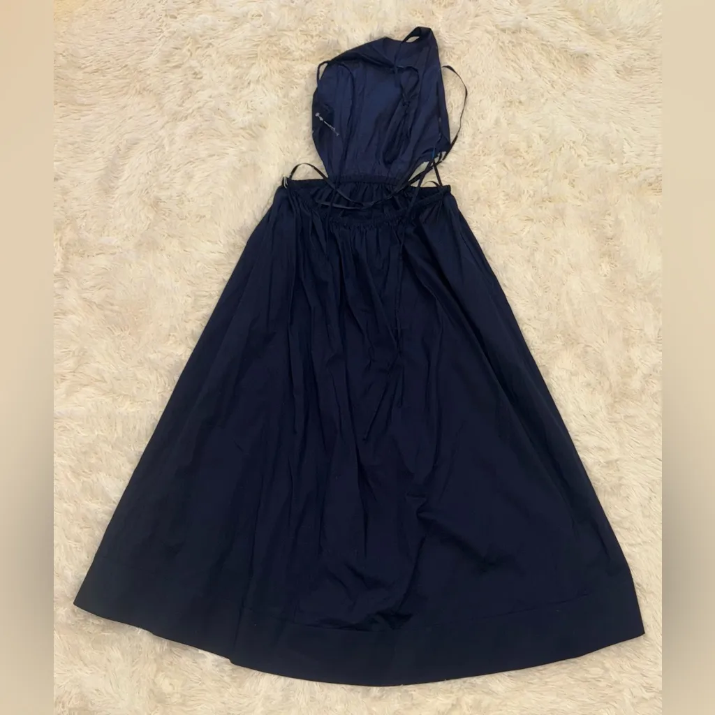 NEW Staud Vanessa Cut-out Maxi Back Tie Halter Dress in navy blue Size L - Image 5