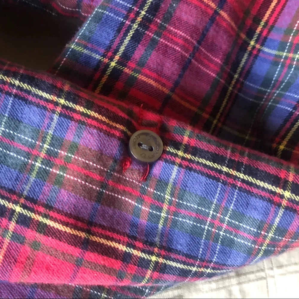 Victoria’s Secret Long Sleeve Plaid Button down Shirt  Red & Black M - Image 5