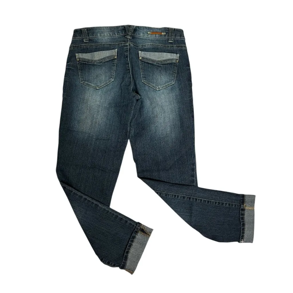 Vintage Y2K Rewind Cropped Ankle Distressed Denim Jeans Size 5 Low Rise Pockets - Image 3