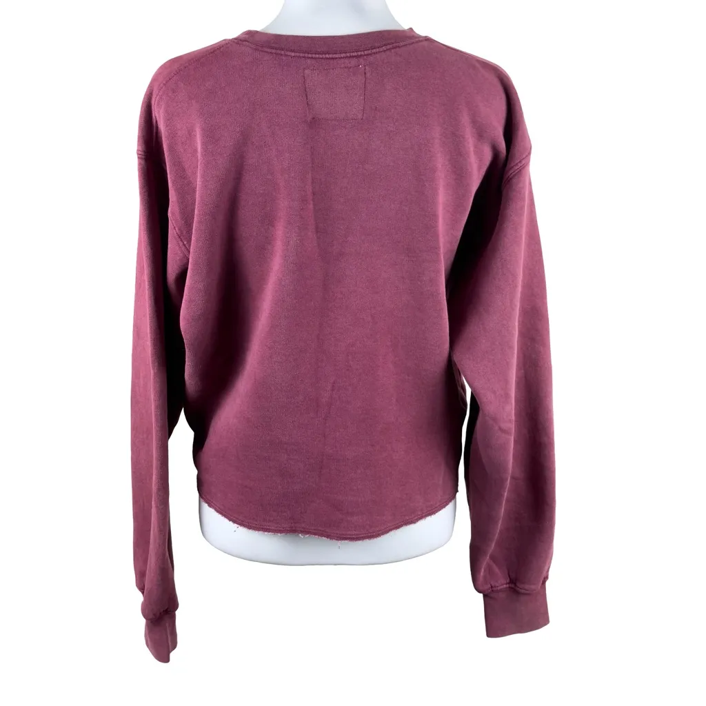 Hollister Oversized Los Angeles Music Tour Burgundy Sweatshirt Top Size XS - Image 6