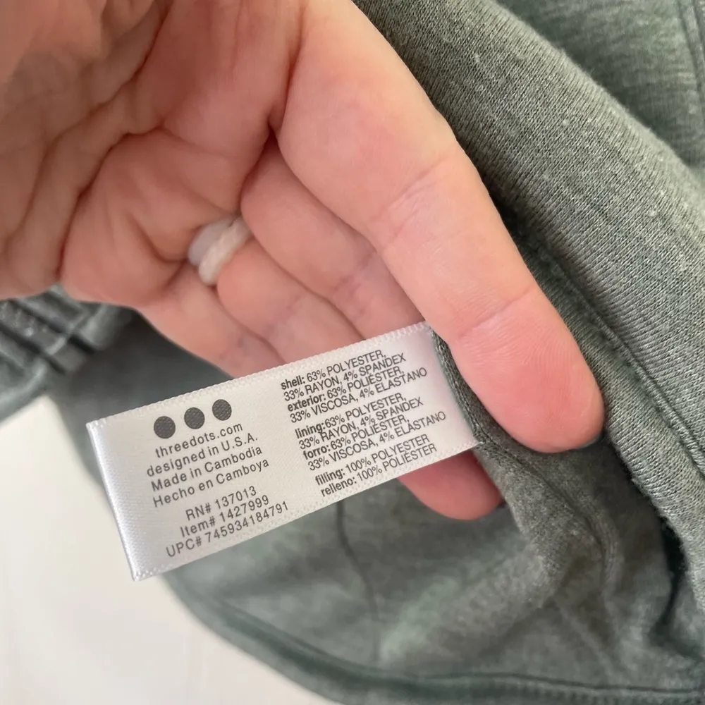 Three Dots Full Zip Quilted Jacket Light Sage Green Soft Women’s Size M - Image 7