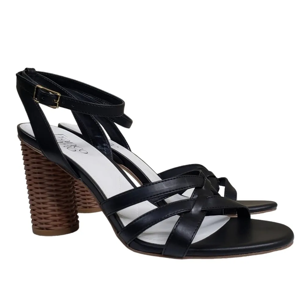Franco Sarto Womens 9 Olina 2 Wicker Block Heel Ankle Strap Sandal NEW - Image 2