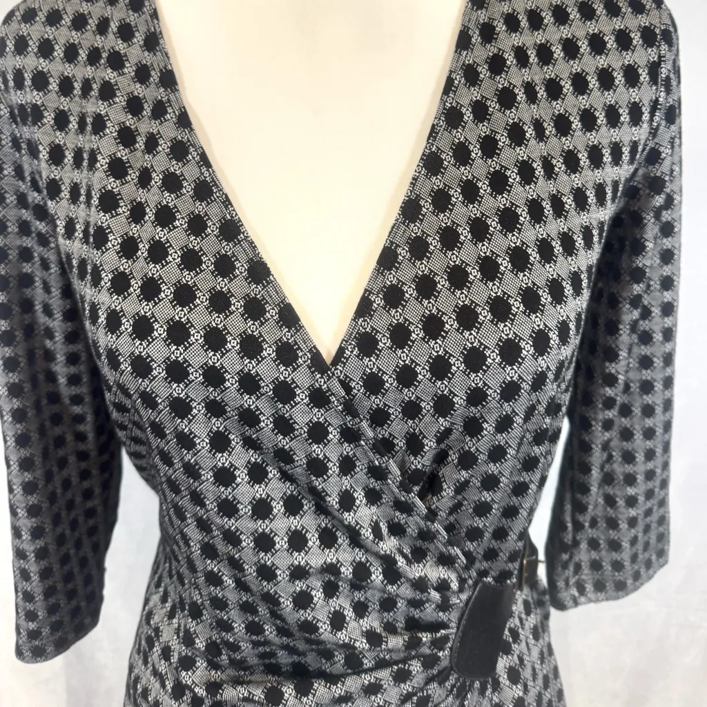 Max Studio faux wrap leather side buckle black and white dress size small - Image 2