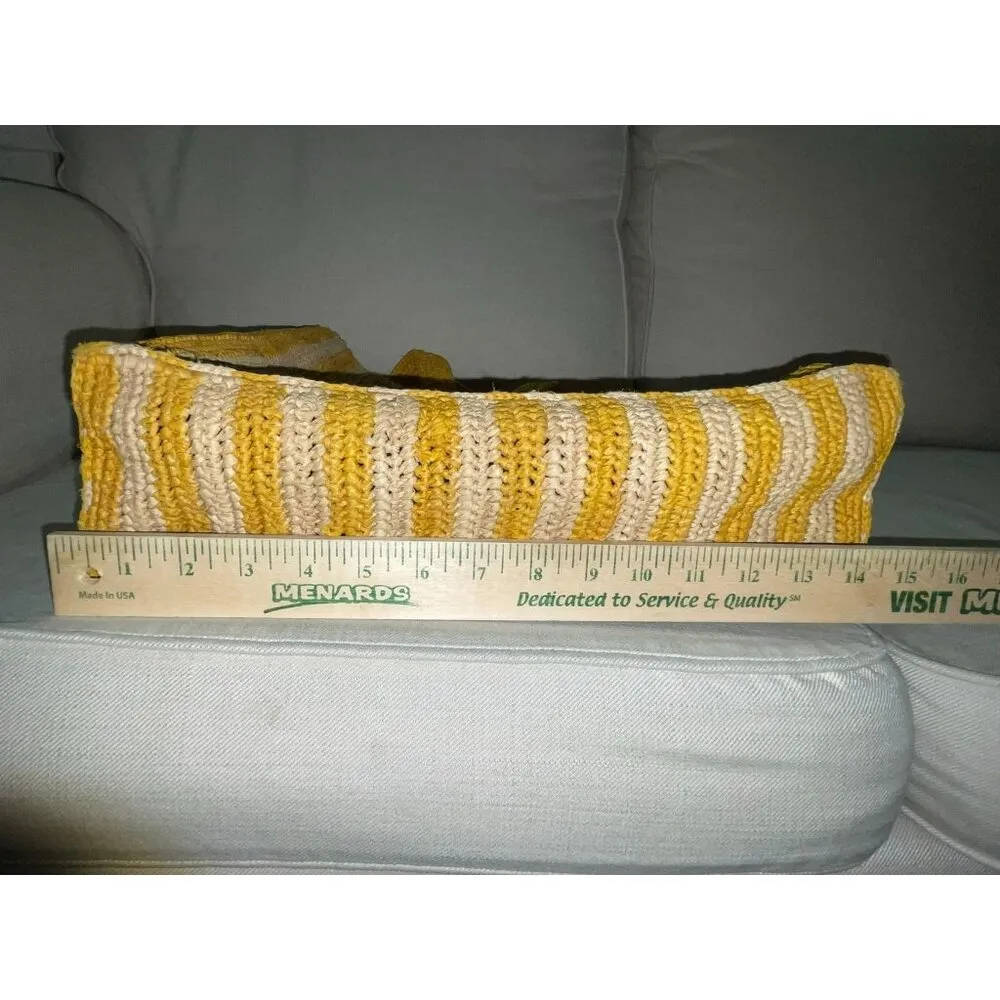 Mar Y Sol Straw Amalfi Tote Bag Used Striped Sunflower / Natural Yellow - Image 10