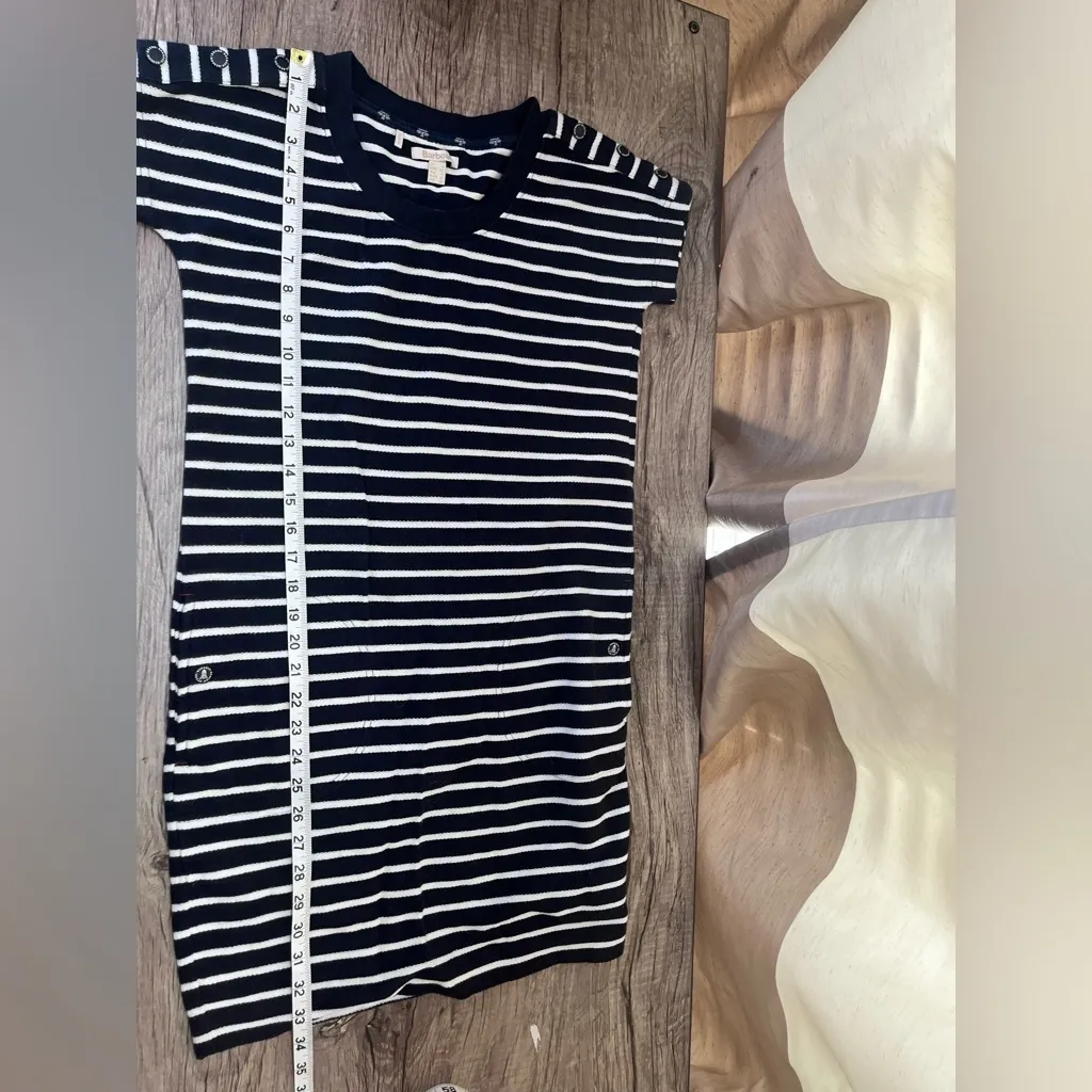 Barbour Sailboat Nautical Navy‎ Blue Striped Short Sleeve Dress 4 - Image 7