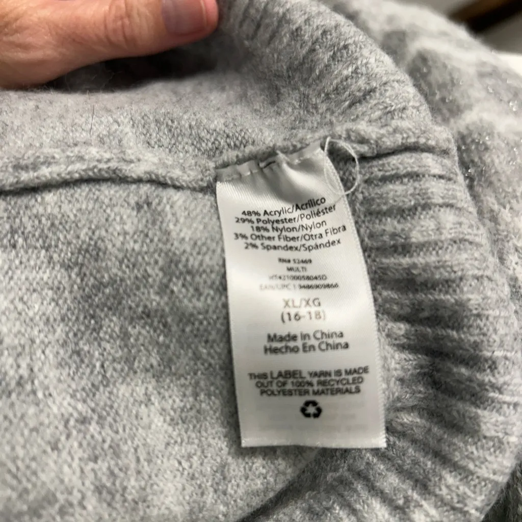 Gray Fair Isle Pattern Sparkly Soft Women's Holiday Sweater - Image 5