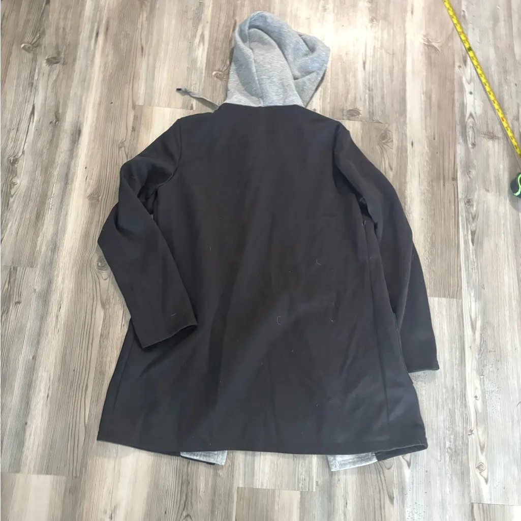 Black and Gray Hooded Cardigan size small - Image 2