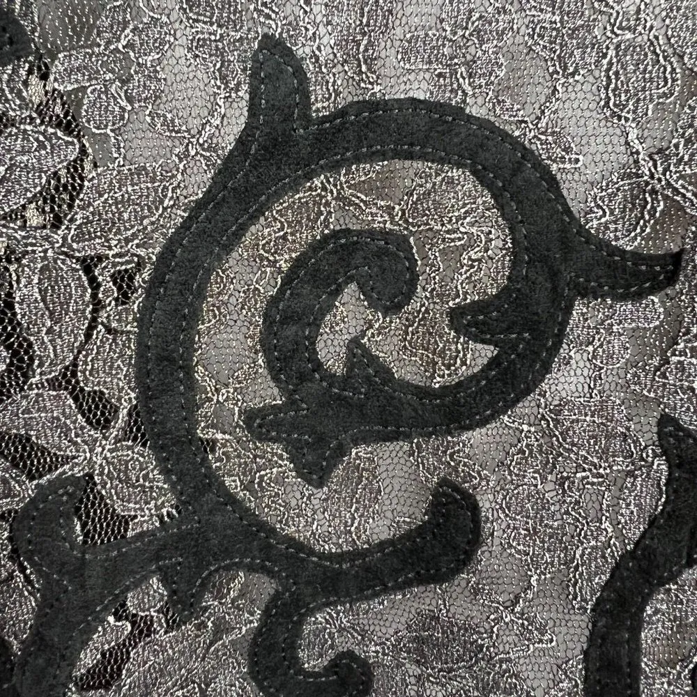 Chicos 2 Blazer Jacket Women Large Black Floral Lace Open Front 3/4 Sleeve Sheer - Image 7