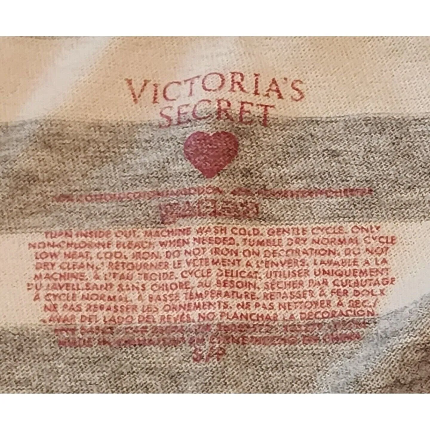 Victoria's Secret Sleep Shirt‎ LOVE Striped Long Sleeve Top XS/S - Image 3