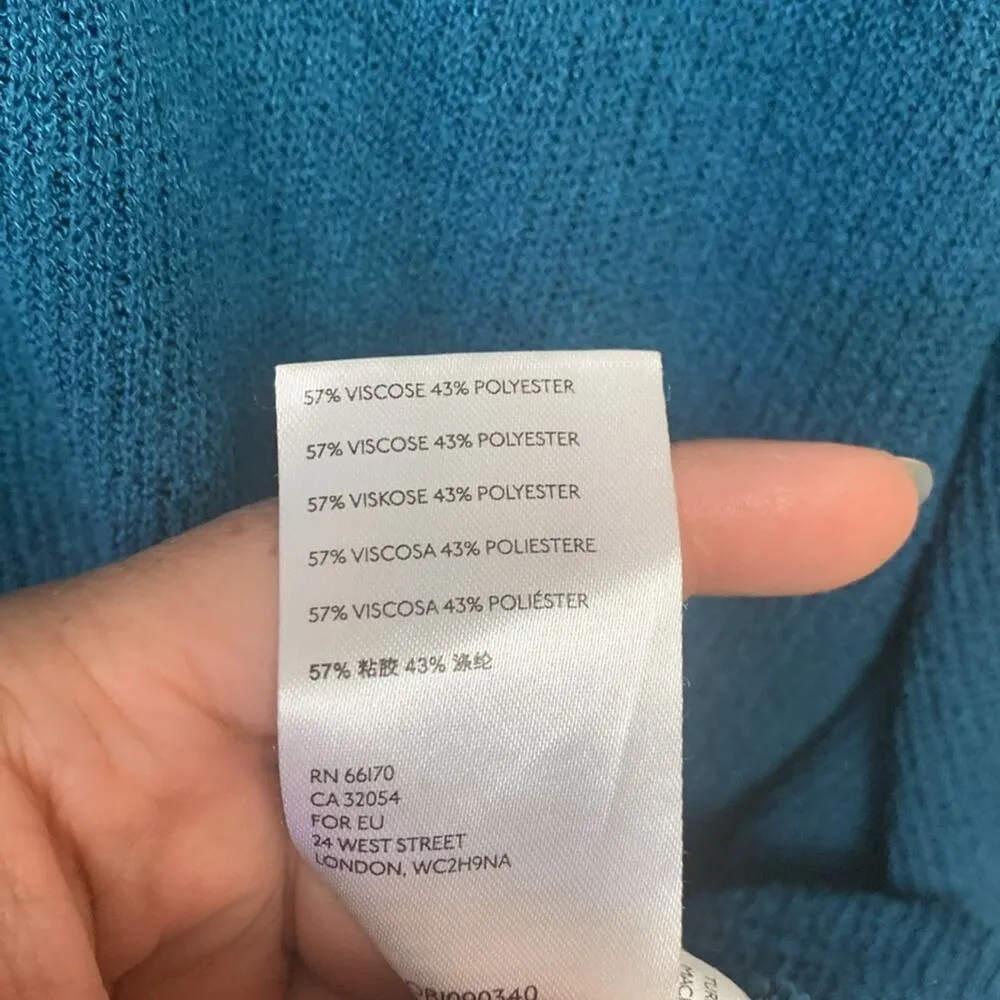 FP Beach women's size small blue knit Montauk midi sweater dress v neck puff sle - Image 10