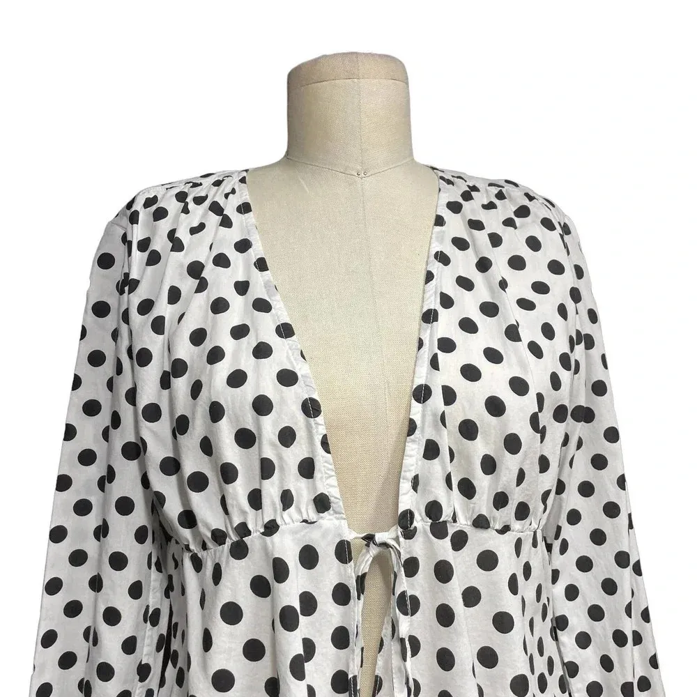 Rachel Antonoff Budde Tie Top White Black Polka Dot Size‎ Small - Image 4