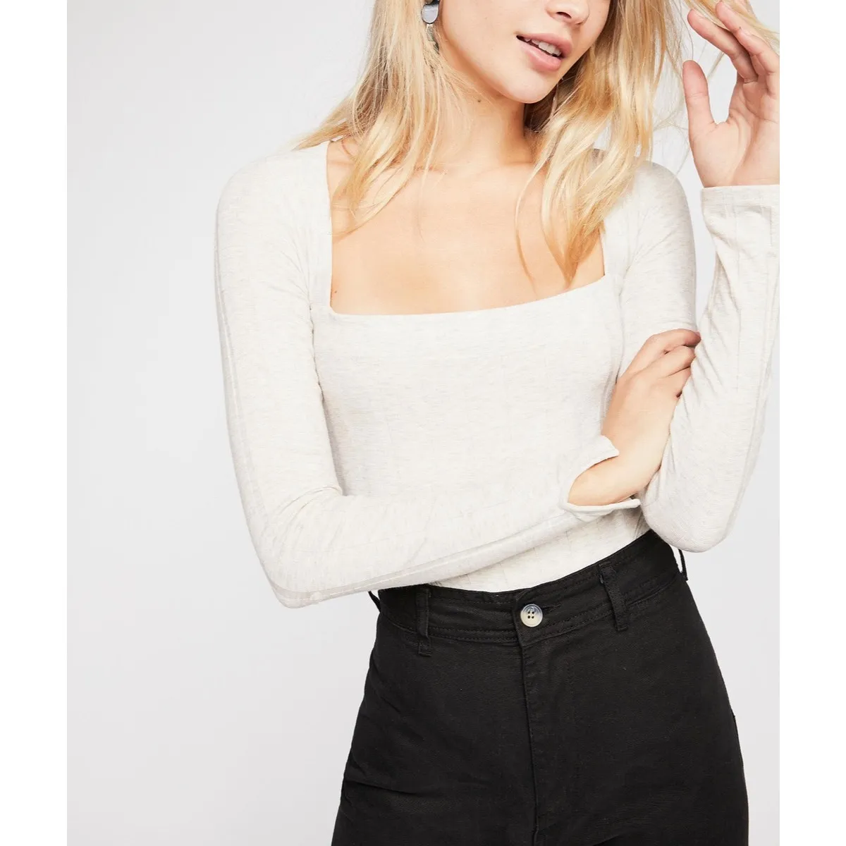 Free People Intimately Free Square Neck Long Sleeve Bodysuit - Image 4