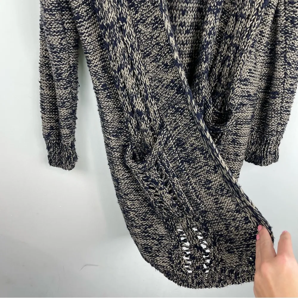 Anthropologie Akemi Kin Open Knit Cardigan Sweater Sz XS Navy Gold Metallic - Image 9