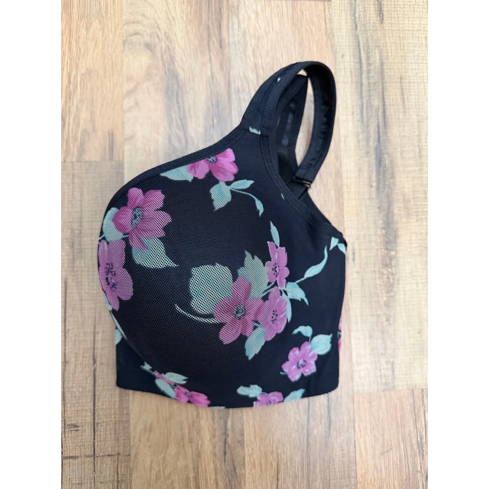 Cacique Full Coverage Black Floral Bra‎ 42DD - Image 2