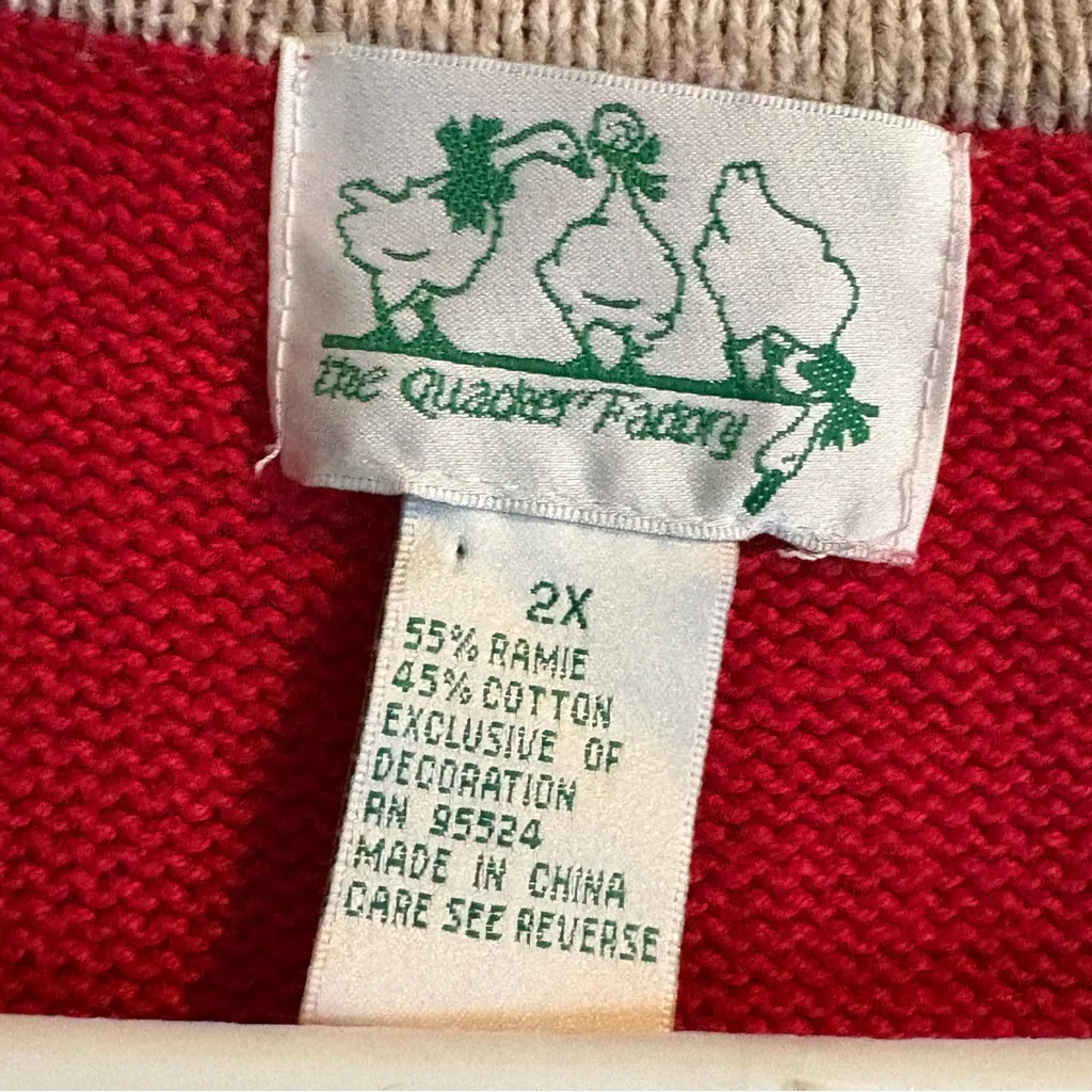 Quacker Factory Short Sleeve Cardigan Sweater Sz 2x Vintage‎ Patriotic Flag USA - Image 5