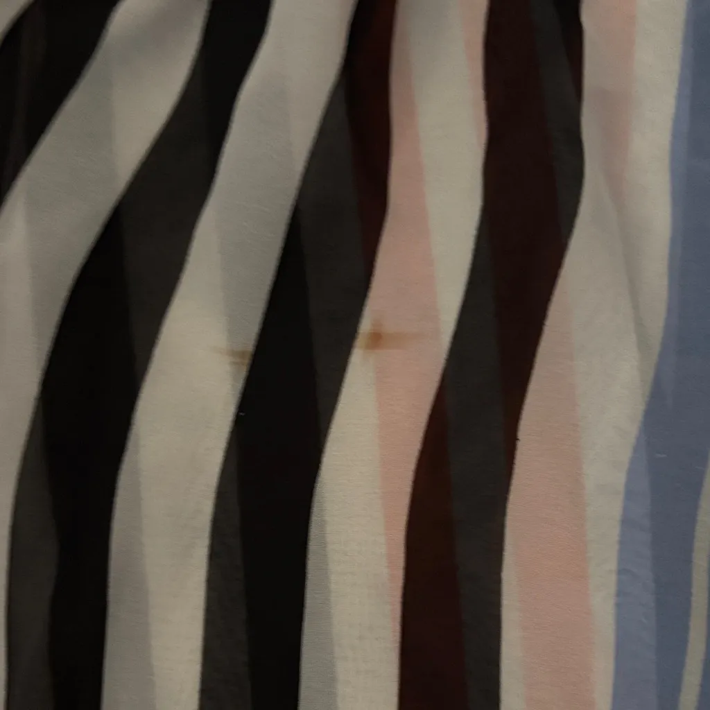 Bisou Bisou Striped Blue Orange Women's Top High Low Sheer Long Sleeve Coat Tail - Image 8