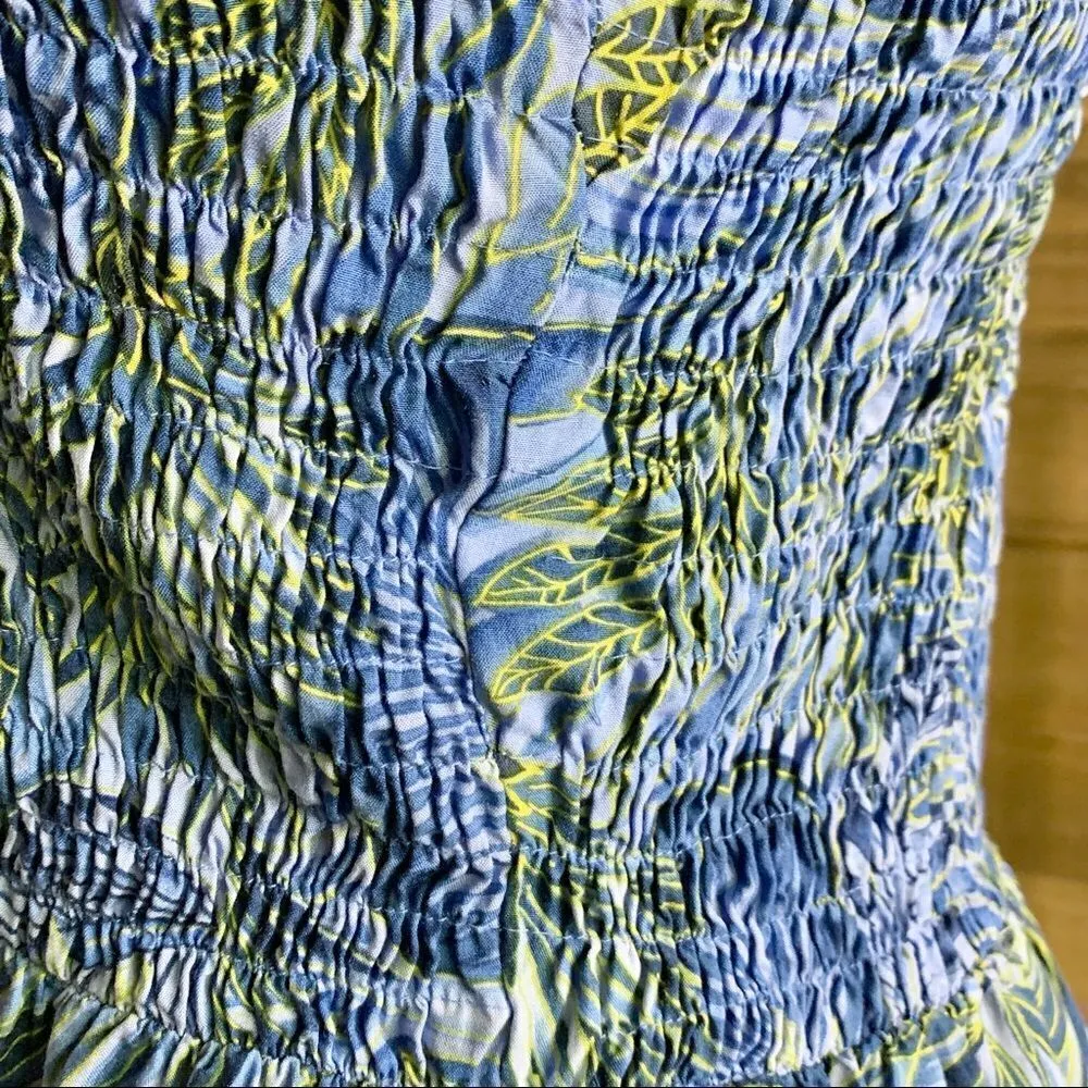Women's Vintage Aloha Hut Hawaii blue floral smocked sleeveless dress Size undefined - Image 6
