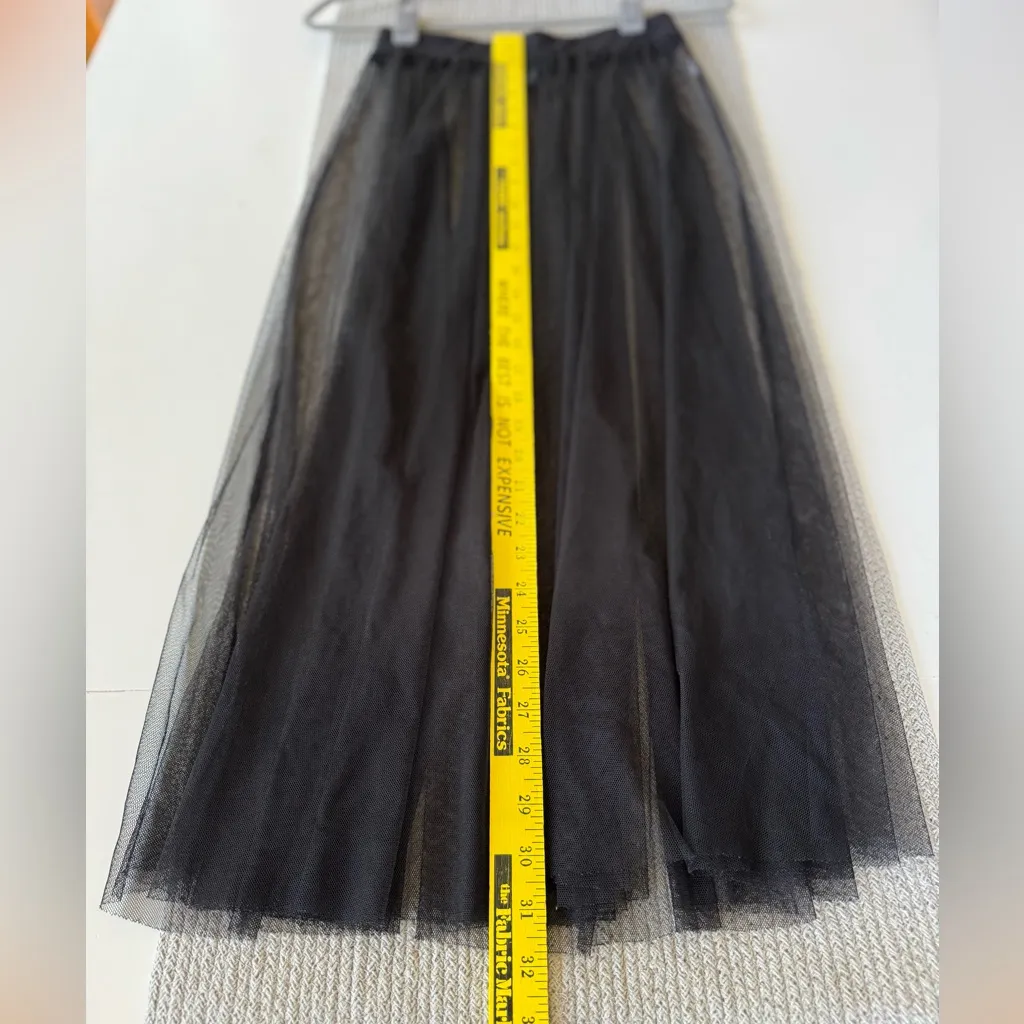 Forever 21 Black Sheer Mesh Tulle Maxi Midi Skirt Size Small - Image 7