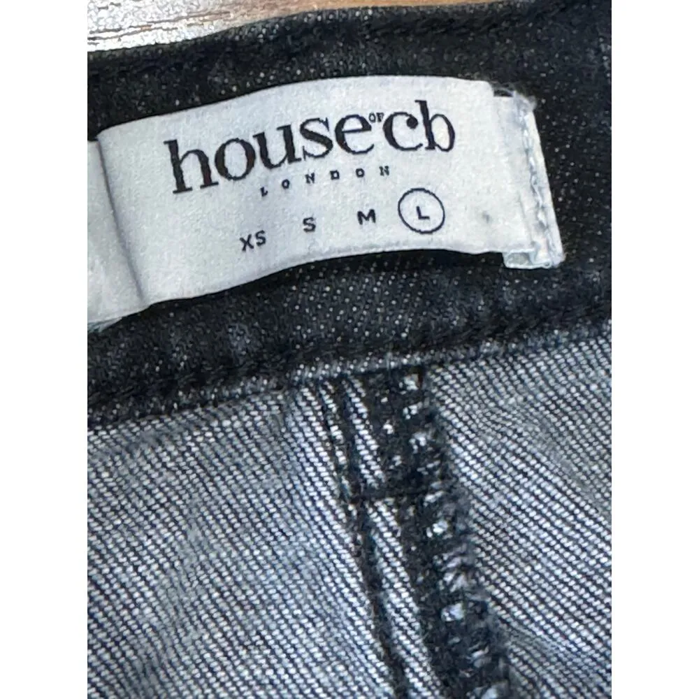 House of CB Bria High Rise Straight Leg Jeans Faded Black Stretch large - Image 4