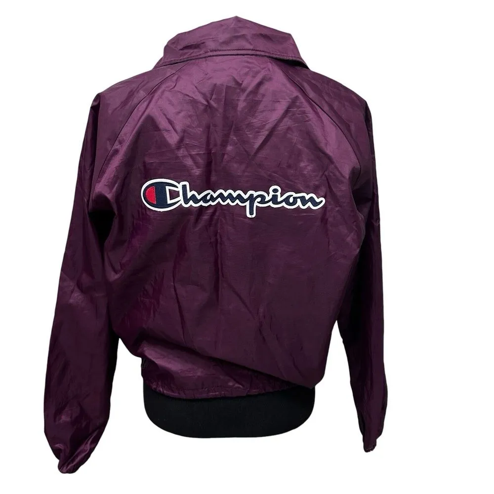 Champion Cropped Jacket‎ Women Size Large Dark Purple Y2K Style - Image 6