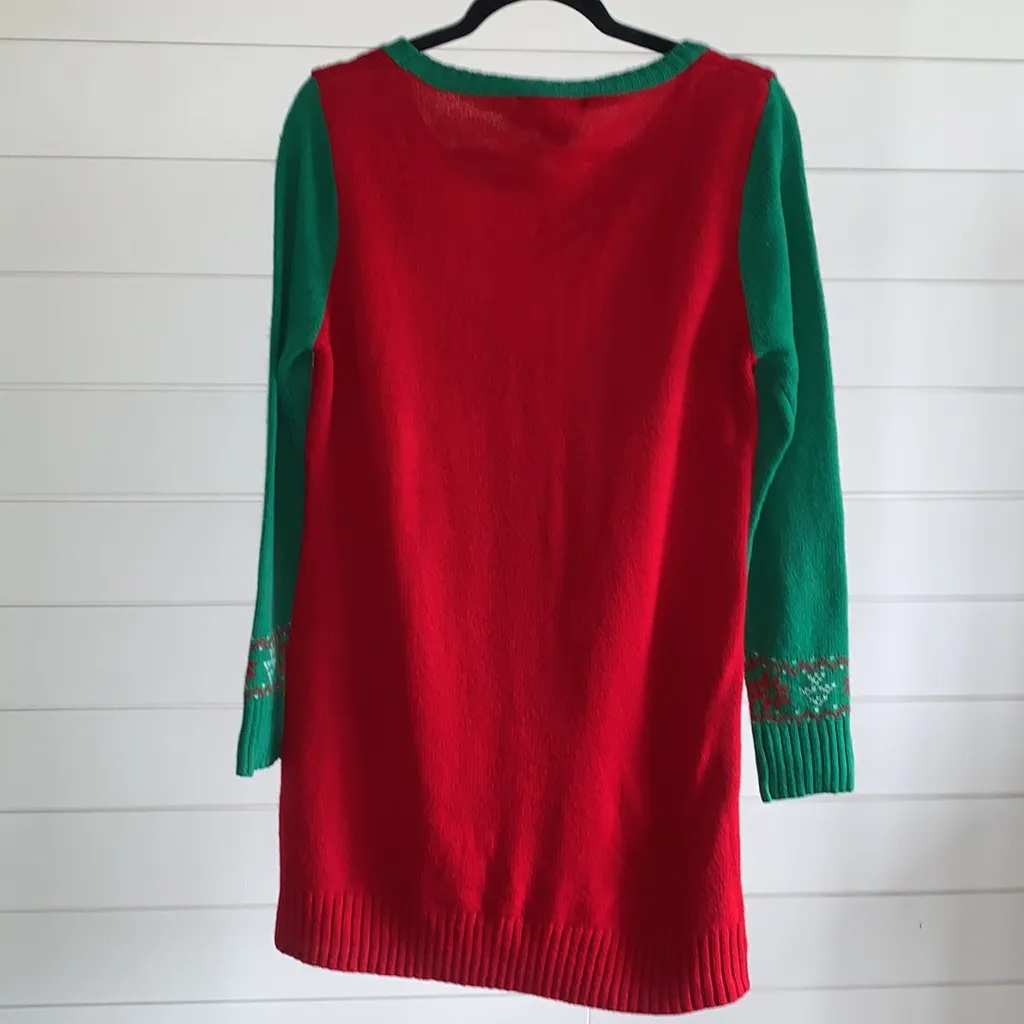 Womens PENGUIN  Ugly Christmas Sweater Party Dress Sequin Animal Size‎ L - Image 6