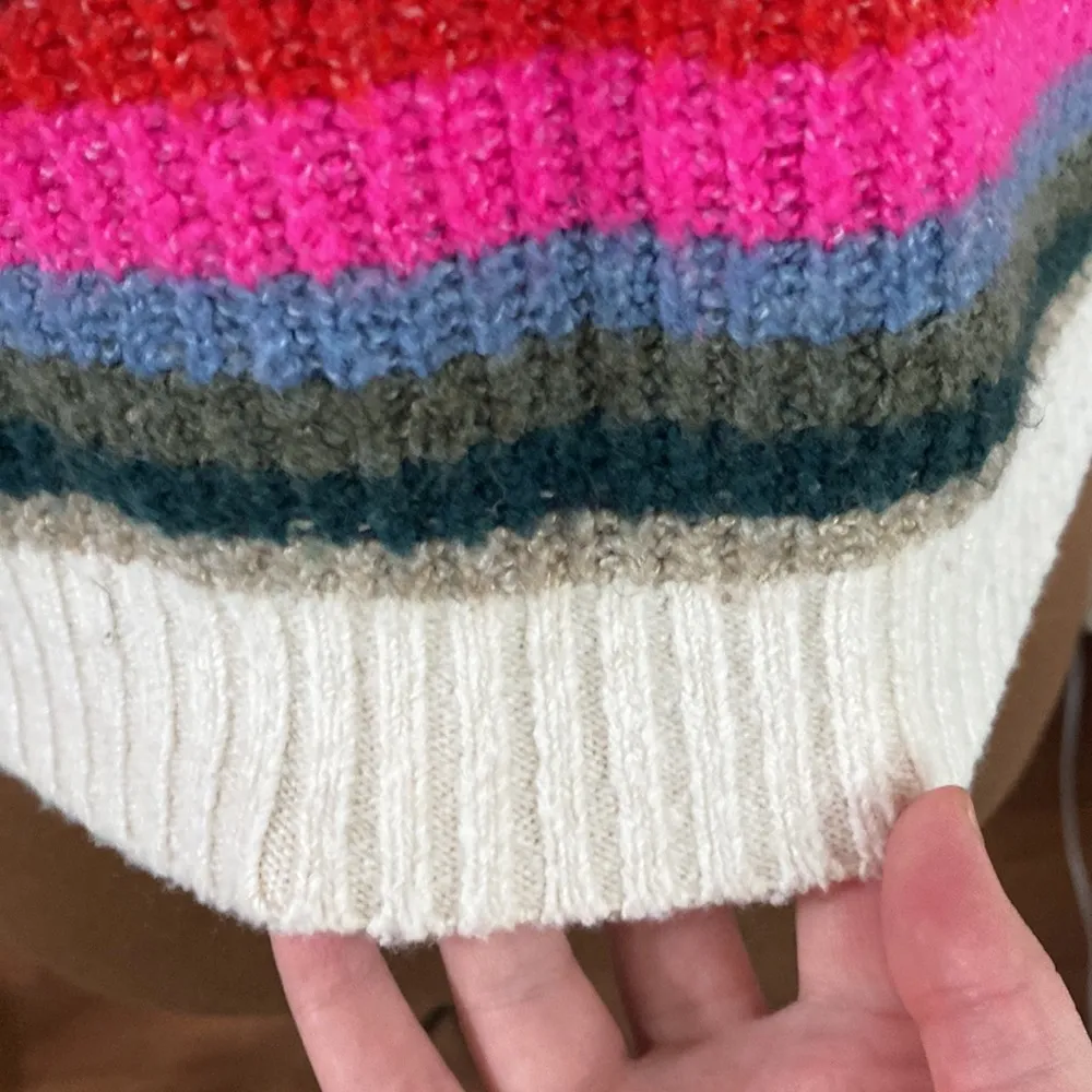 American Eagle plush knit ribbed striped cropped sweater size XS - Image 91