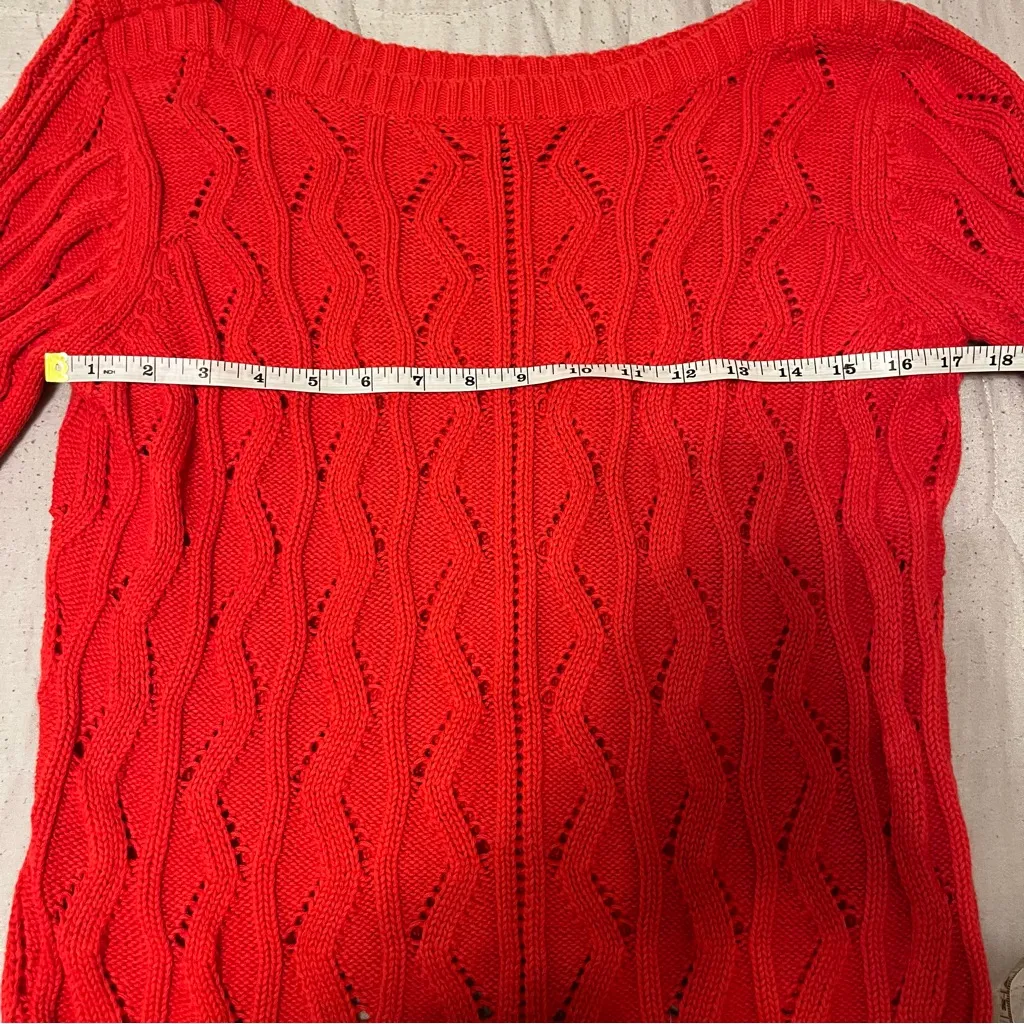 Women's Vintage 90s Y2k Norton McNaughton Red Cable Knit Boat Neck Sweater - Image 4