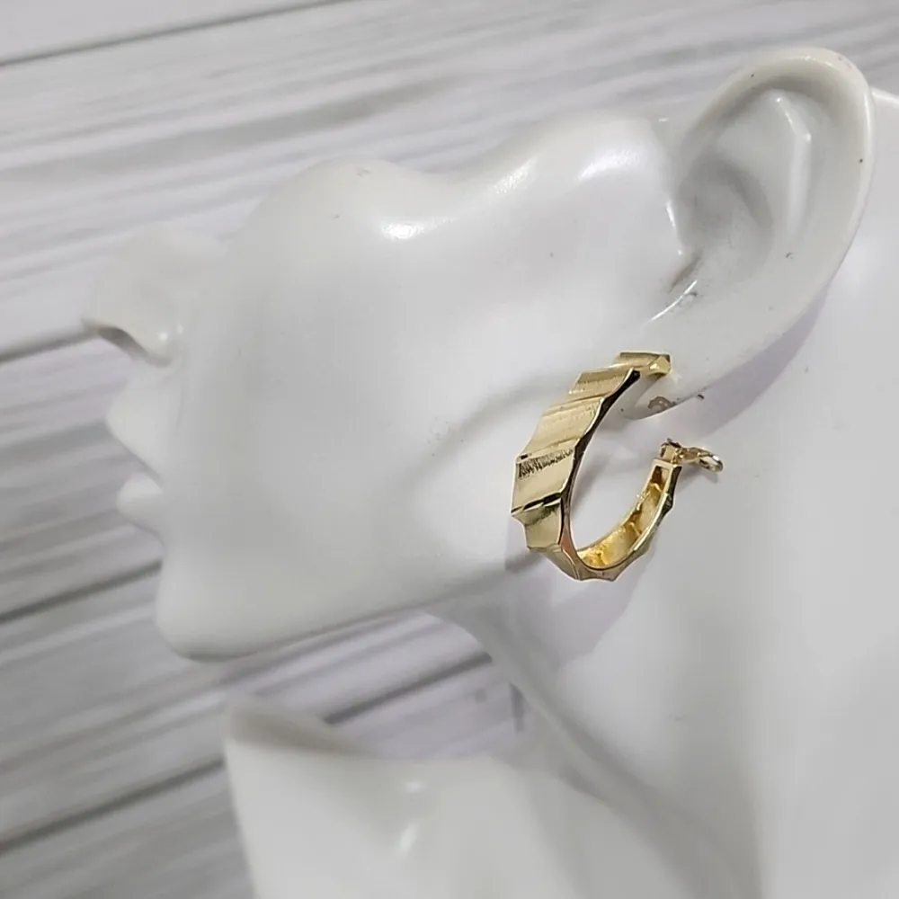 18k Gold Filled Chunky Oval Hoop Earrings New - Image 6