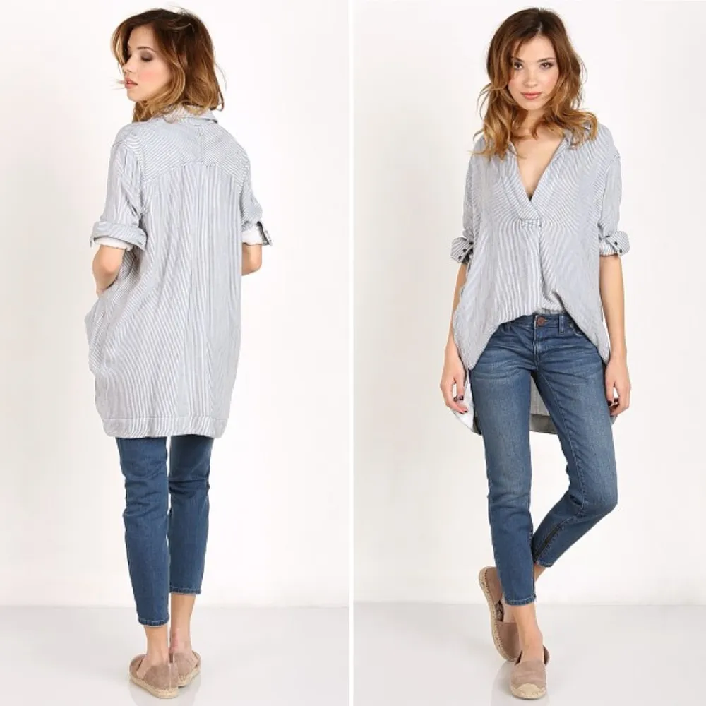 Free People Striped On the Road Pullover in Blue - Image 2