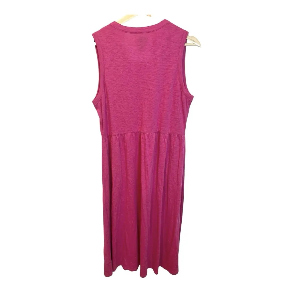 Market & Spruce Fuschia Pink Sun Dress Size Large Sleeveless V-Neck Cotton Modal - Image 3