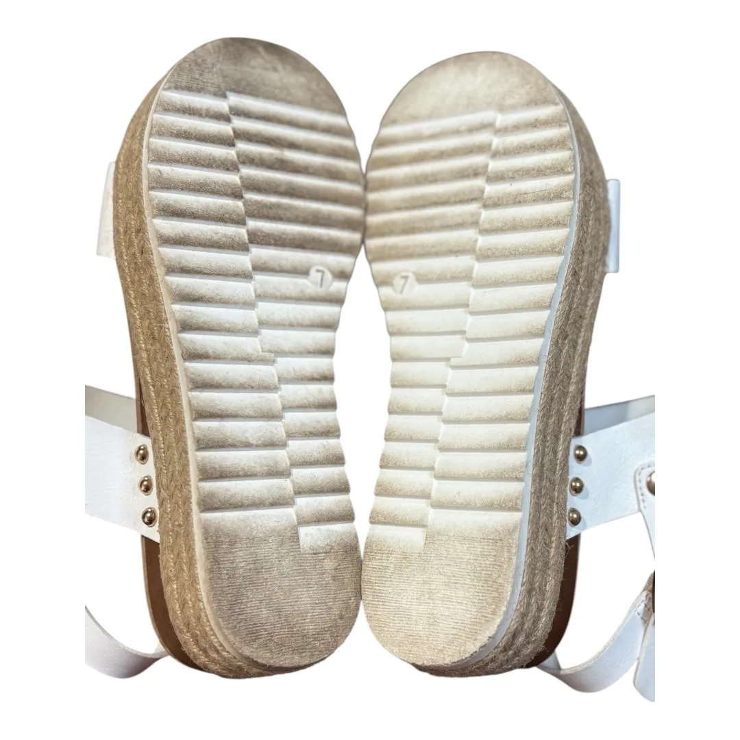 X-Appeal Amelia Espadrille Platform Sandals White Strappy Buckle‎ Women Size 7 - Image 10