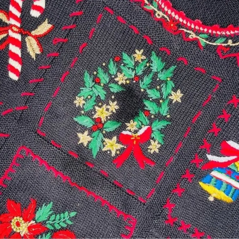 vintage work in progress christmas sweater embroidered sweater sequin s (6 - Image 2