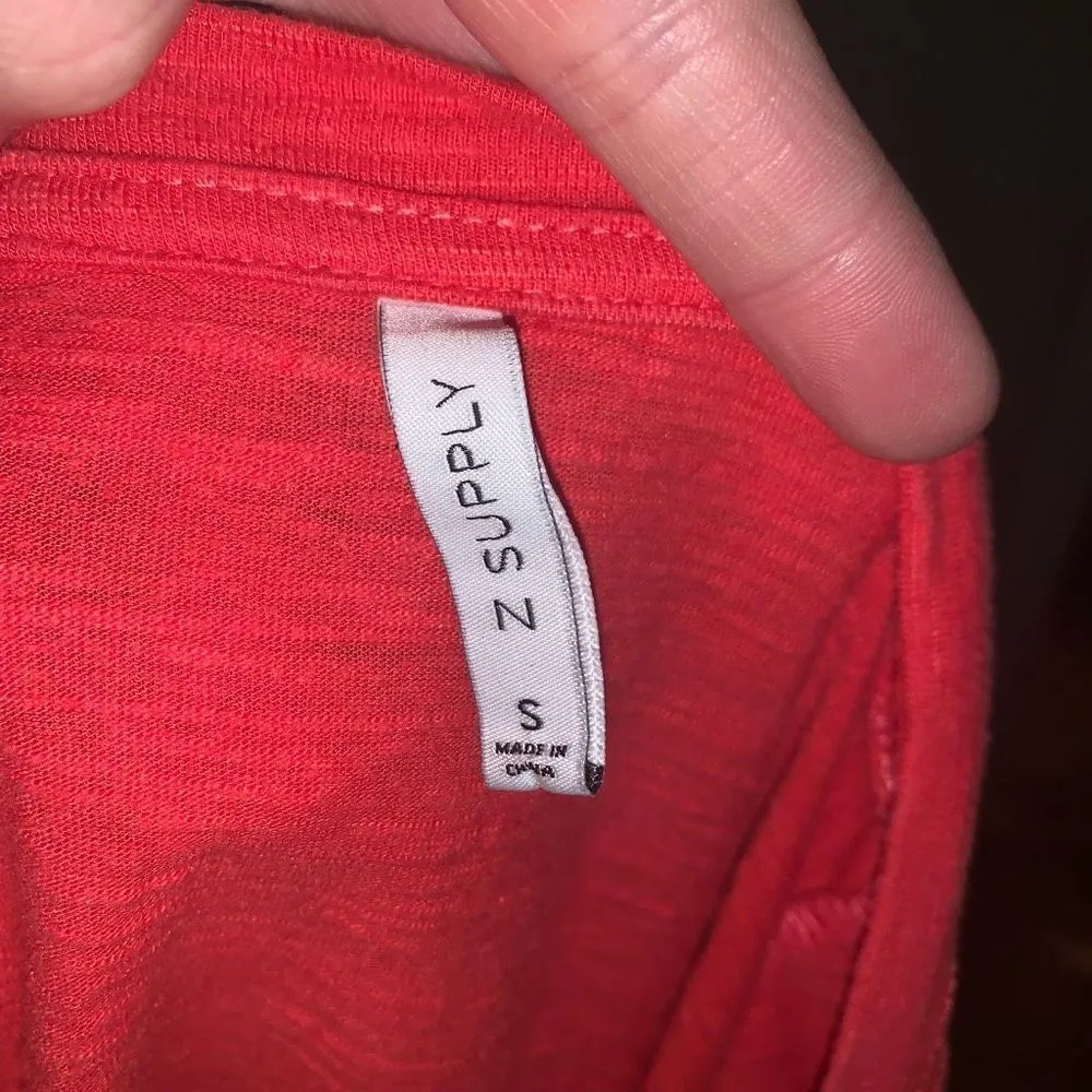 Z Supply v-neck knit S slub basic normcore coral T-shirt - Image 3