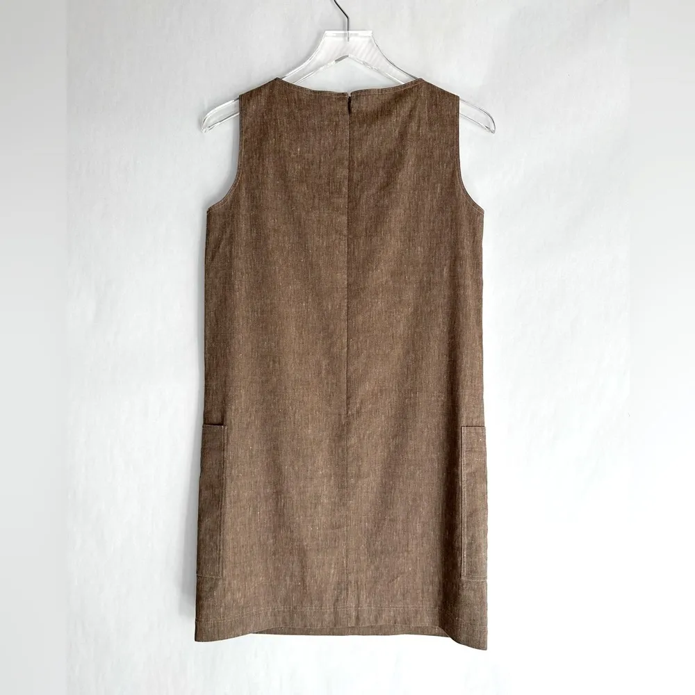Theory Mod Sleeveless Bronze Linen Blend Shift Dress Size 2 NWT - Image 5