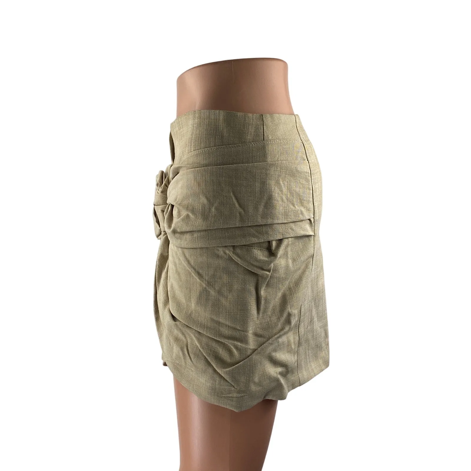 Zara Women's Beige Rosette Floral Bow Front Low Rise Zipper MIni Pencil Skirt XS - Image 2