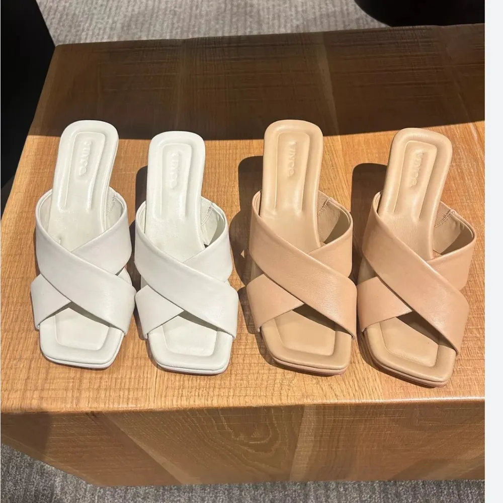 Vince Women's Cream Criss Cross-Strap Sandals Cecilia Square toe Elegant Shoes 9 - Image 3