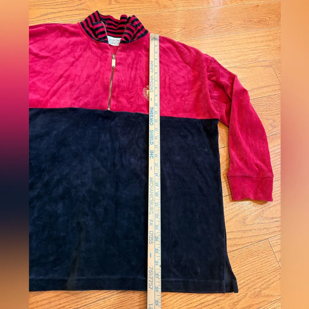 Vintage Jaclyn Smith Sport Velour Quarter Zip Pullover | Y2K Sporty Luxe | XL - Image 5