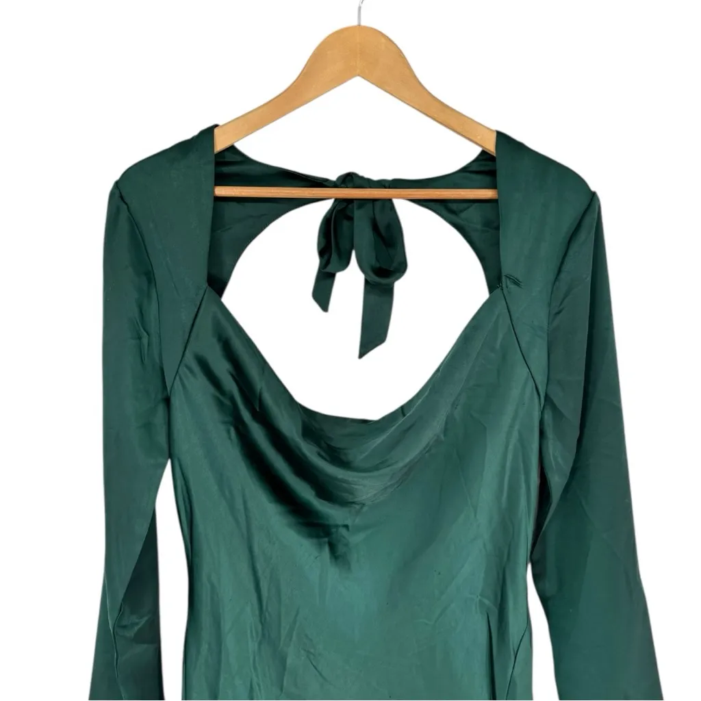 Selfie Leslie Champs Elysees Long Sleeve Open Back Mini Dress Forest Green US 8 - Image 5