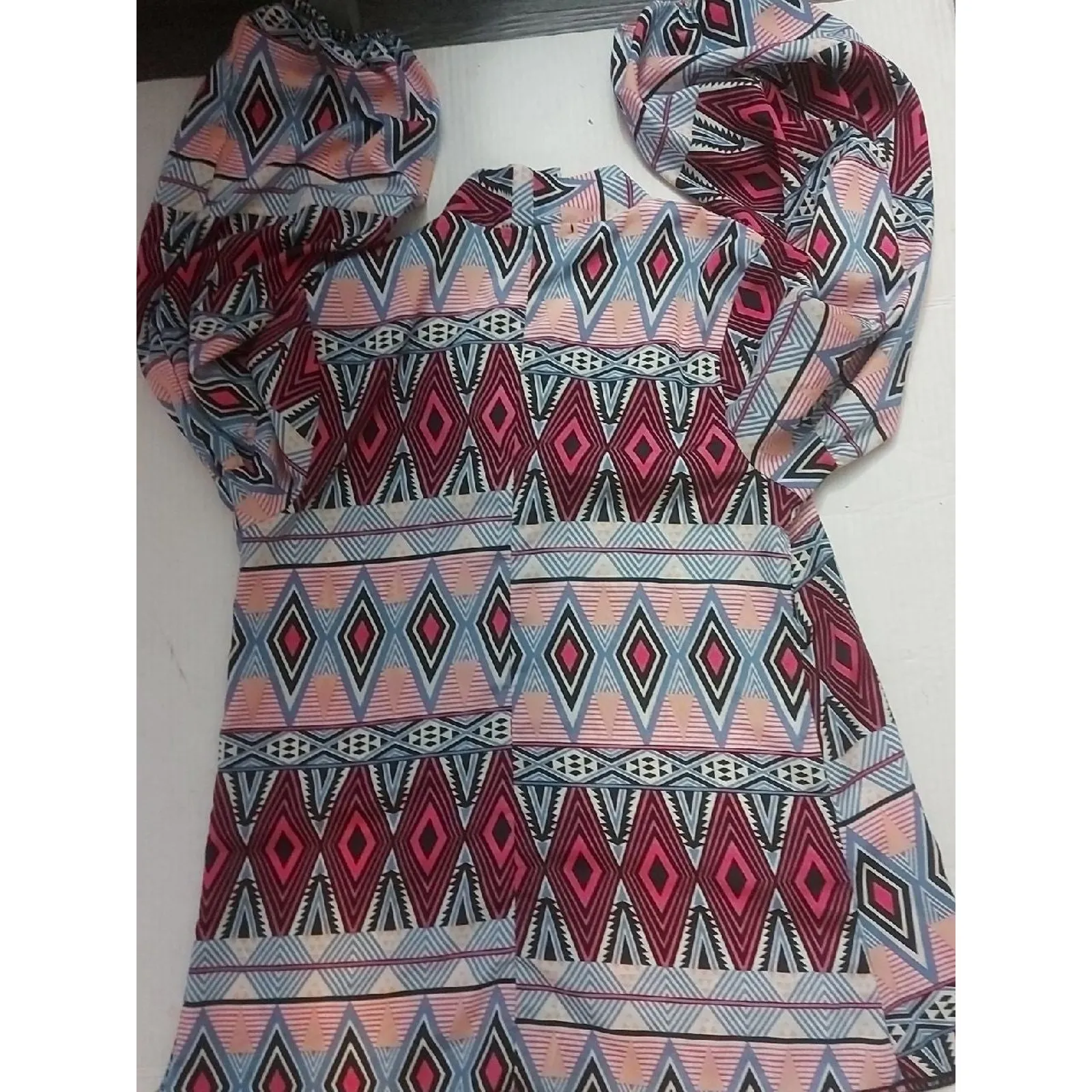 Karlie Geometric Secretary Bow Tie Blouse S Corporate Siren Dopamine Prints Twee - Image 5